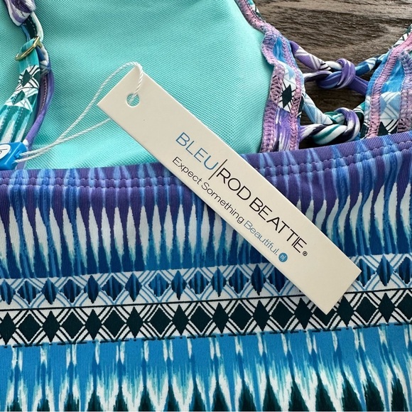 NWT Bleu Rod Beattie size 10 Tankini Swim Top Purple Turquoise Swimsuit New - Picture 5 of 7